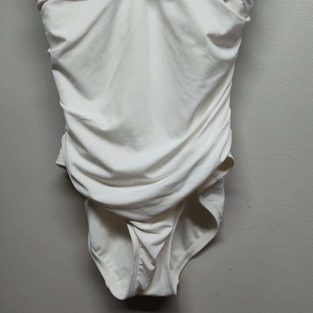 Michael Kors One Piece Swimsuit Women 6 White Rouched Tummy Control Summer Beach - Picture 3 of 7